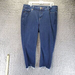 Lane Bryant Jeans Womens 16 Regular Blue Skinny Raw Hem Stretchy Casual Denim